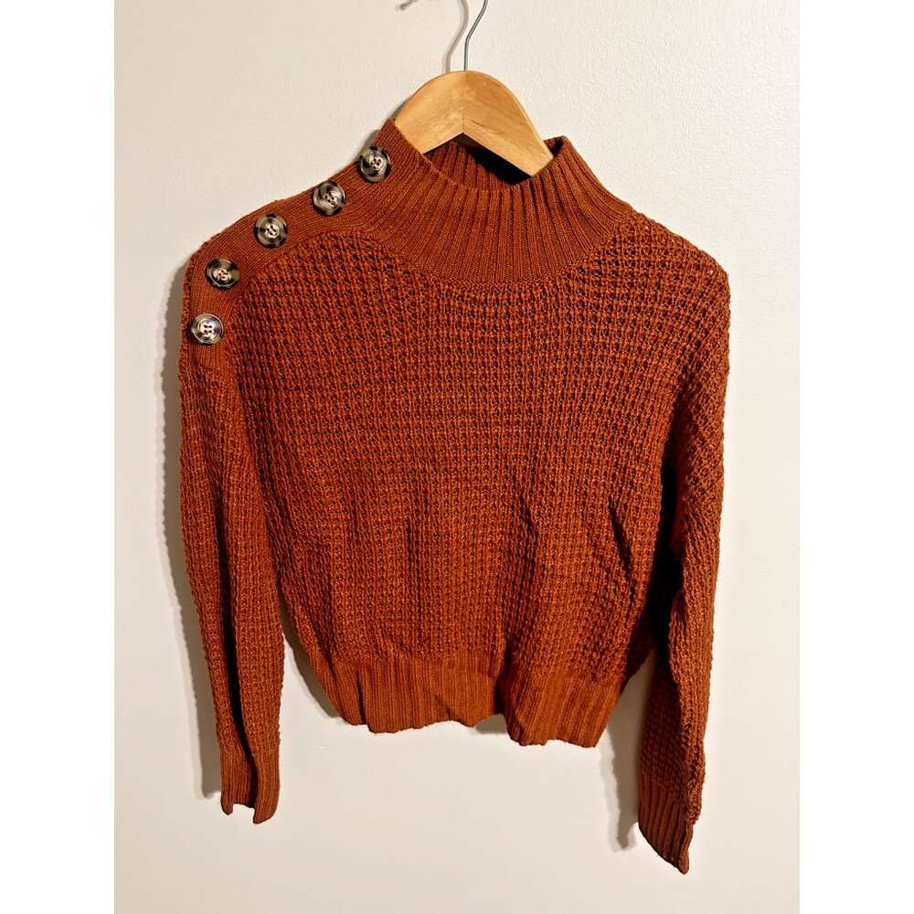 FULL CIRCLE TRENDS Orange/Burnt Women's Size M  Knit High Neck Long Sleeve